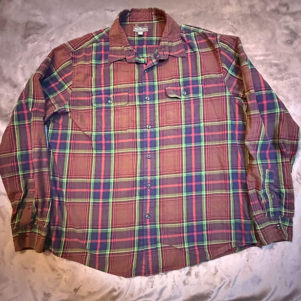 L.L. Bean Signature maroon plaid button up shirt Size XL - 0292